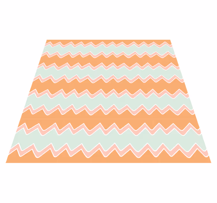 Bej ve mavi zikzak desen geometrik pvc halı - TenStickers