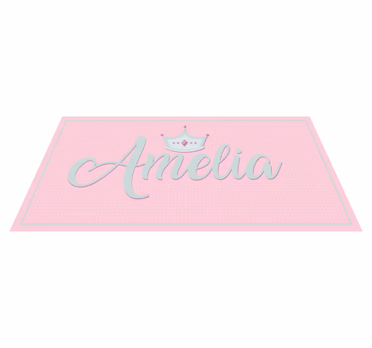 Taçlandırılmış pembe isim isimlerle pvc halı - TenStickers