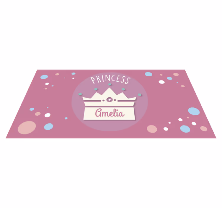 Prenses tacı sanatı isimlerle pvc halı - TenStickers