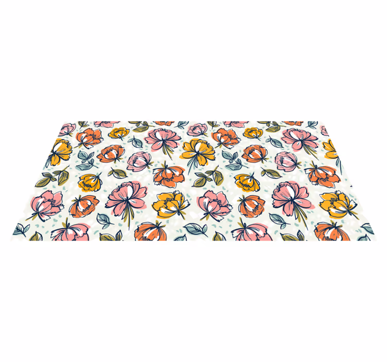 Renkli soyut çiçek desenli çiçekli kilim - TenStickers