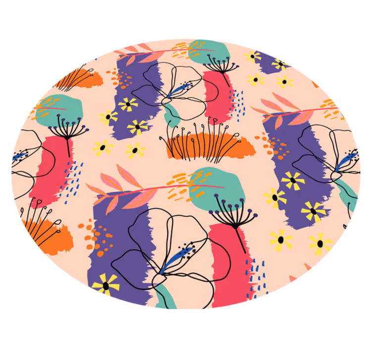 El boyaması soyut çiçekler çiçekli kilim - TenStickers