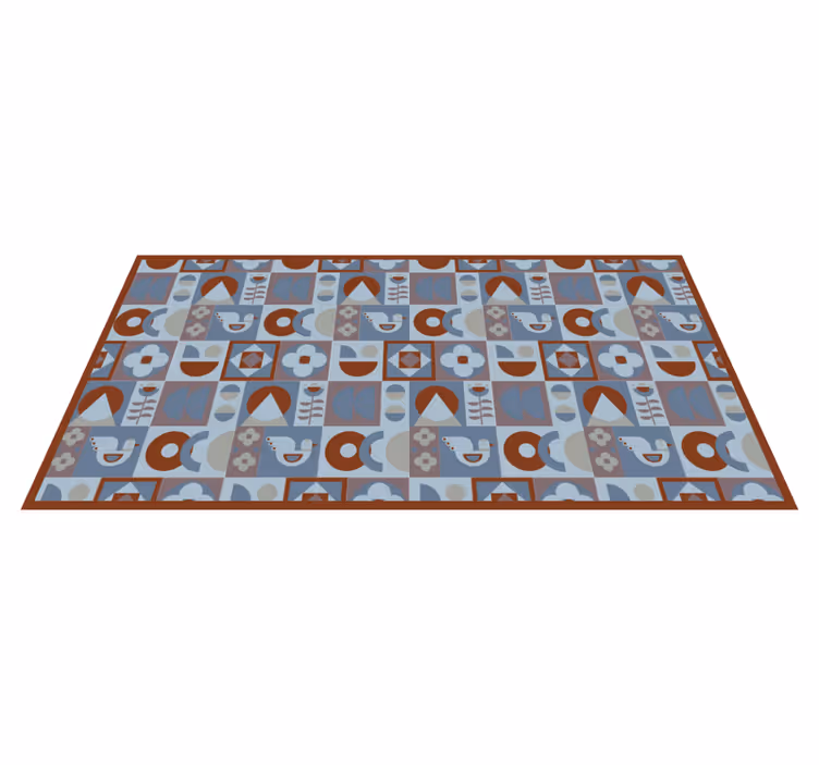 Gri ve mavi düzenlemeler geometrik pvc halı - TenStickers