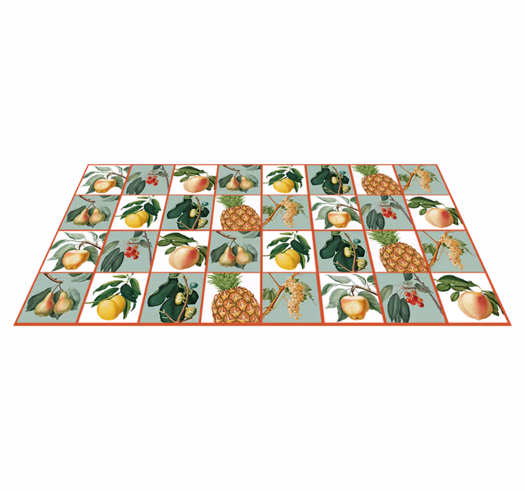 Meyveli fayans deseni mutfak pvc halı - TenStickers