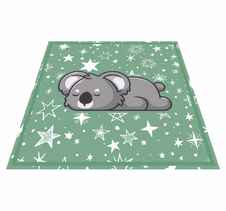 Yeşil arka plan hayvan halısı ile uyuyan koala - TenStickers