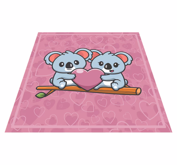 Koala aşk kalbi çocukta pvc halı - TenStickers