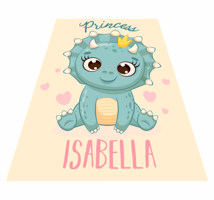 Isimli dinozor prenses pvc halı - TenStickers