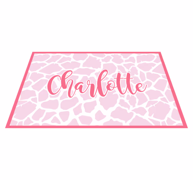 Pembe inek tasarımı isimlerle pvc halı - TenStickers