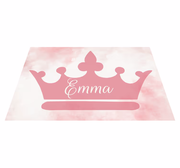 Isimli pembe taç pvc halı - TenStickers