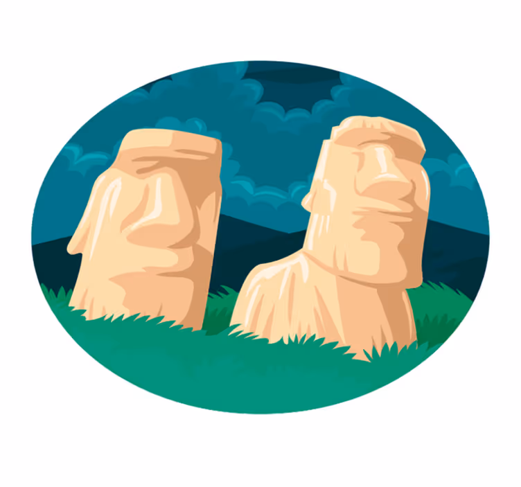 Moai heykelleri silüeti dünya haritası pvc halı - TenStickers