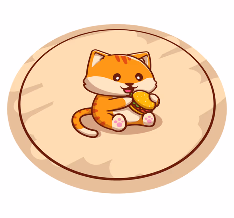 Hamburger mutfak yer karoları yemek sevimli kedi - TenStickers