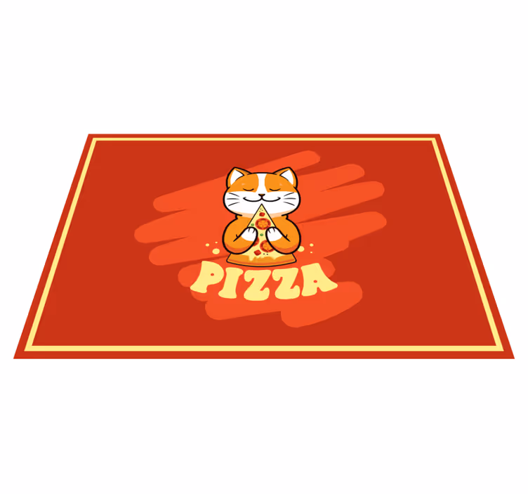 Pizzalı sevimli kedi mutfak pvc halı - TenStickers