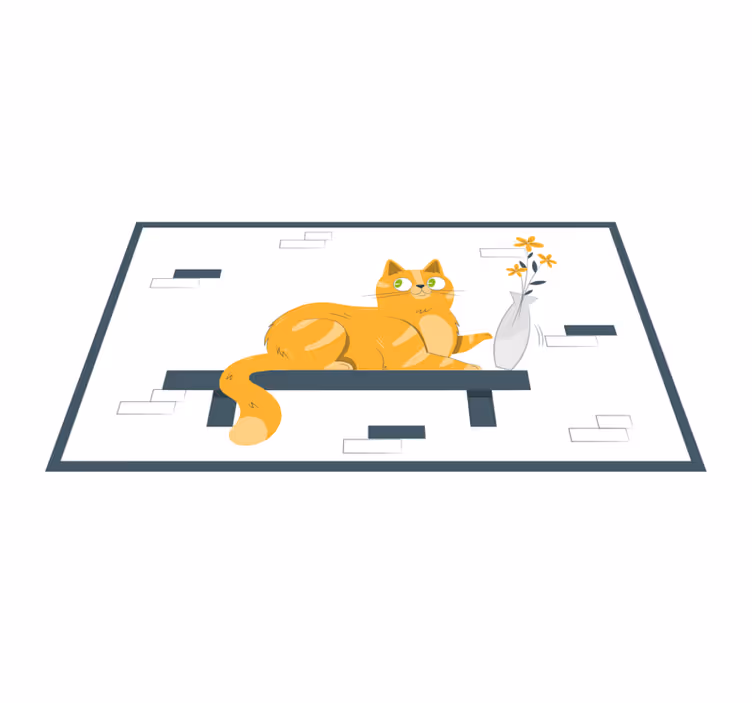Yeşil gözlü sarı kedi oturma odası halı - TenStickers