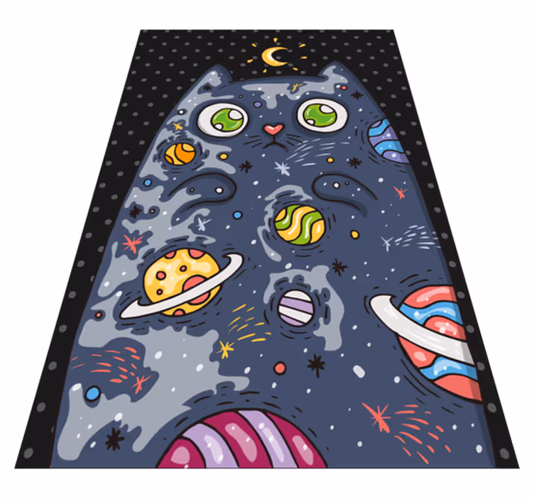 Kozmik kedi macerası pvc halı - TenStickers