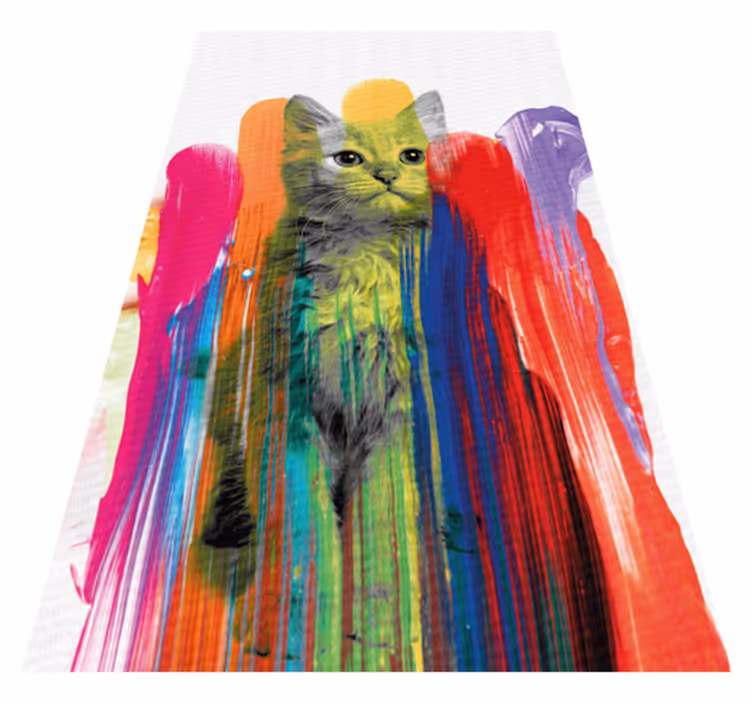 Renkli kedi portresi modern pvc halı - TenStickers