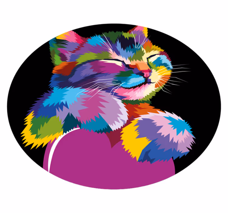 Canlı kedi illüstrasyonu Hayvan pvc halı - TenStickers