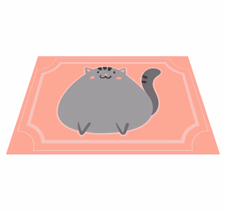 Pembe burunlu yatak odası halısı olan gri kedi - TenStickers
