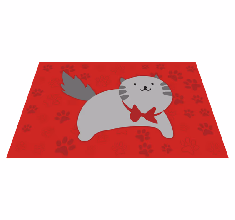 Neşeli kedi çizimi Hayvan pvc halı - TenStickers