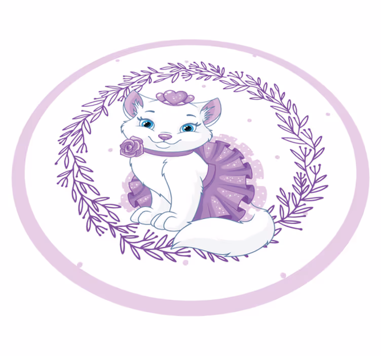 Mor çiçekli kedi bebek pvc halı - TenStickers