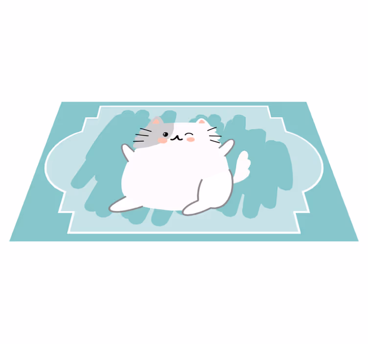 Beyaz göz kırpan kedi yatak odası halısı - TenStickers