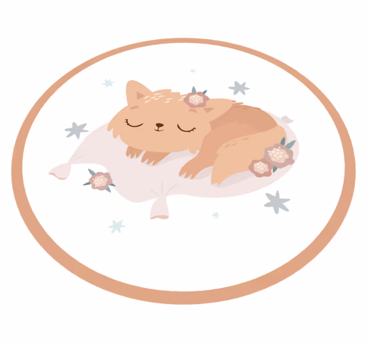 Kedi uyku yatak odası vinil halı - TenStickers