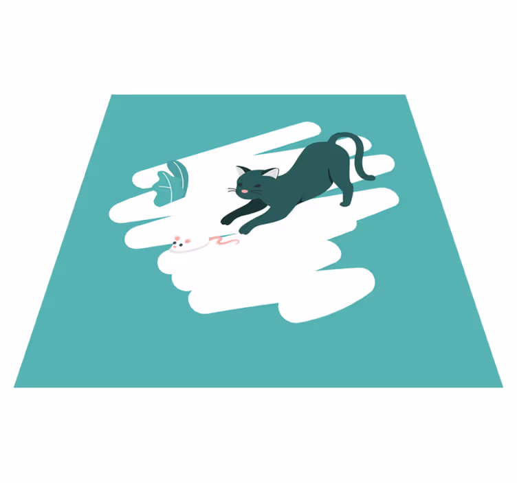 Oyuncu kedi takibi yatak odası pvc halı - TenStickers