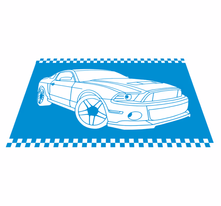 Yarış arabası taslağı yollar pvc halı - TenStickers