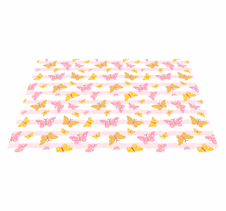 Pembe ve sarı kelebekler pvc halı - TenStickers