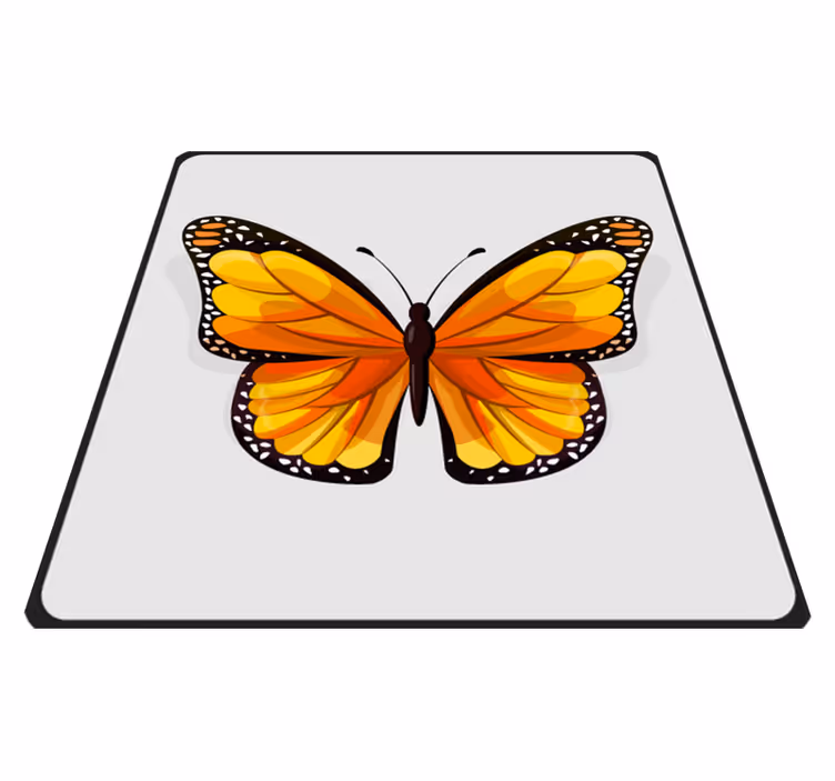 Sarı ve turuncu kelebek kare vinil halı - TenStickers