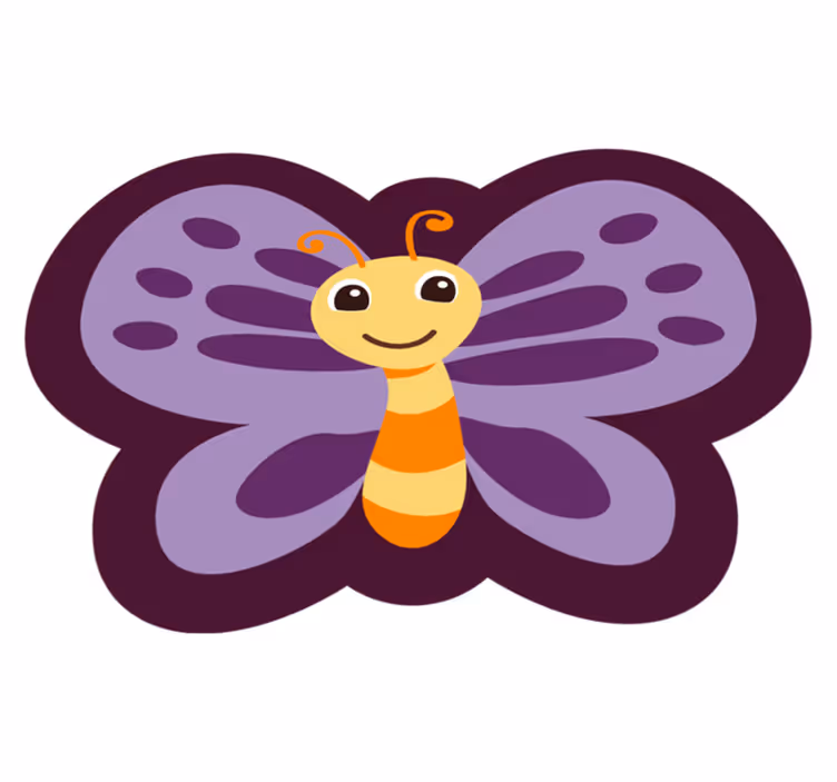 Mor kanatlı turuncu kelebek hayvan kilim - TenStickers