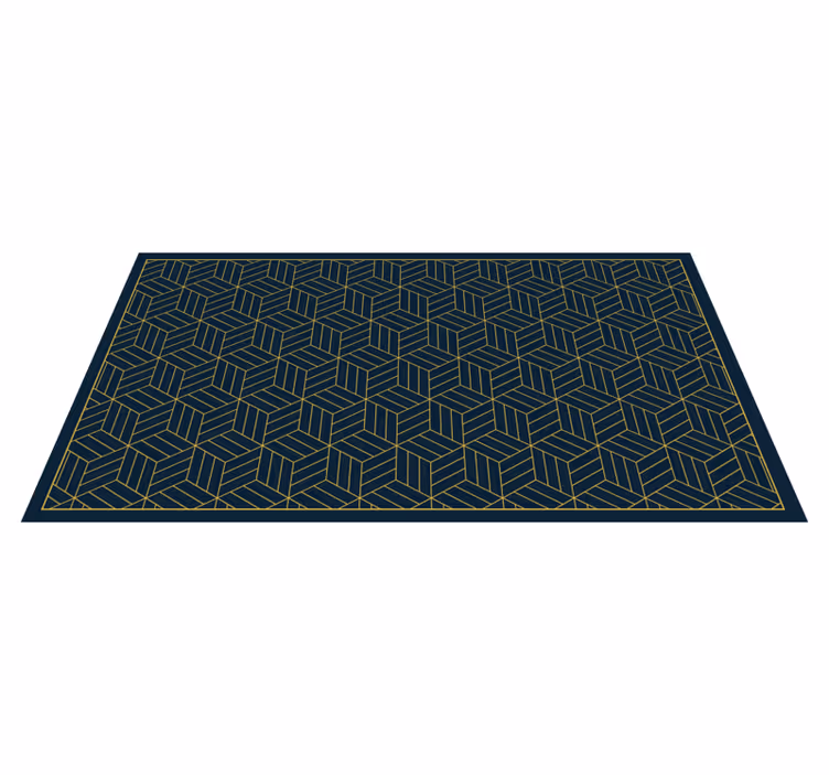 Dikişler geometrik kübik desen oturma odası kilim - TenStickers