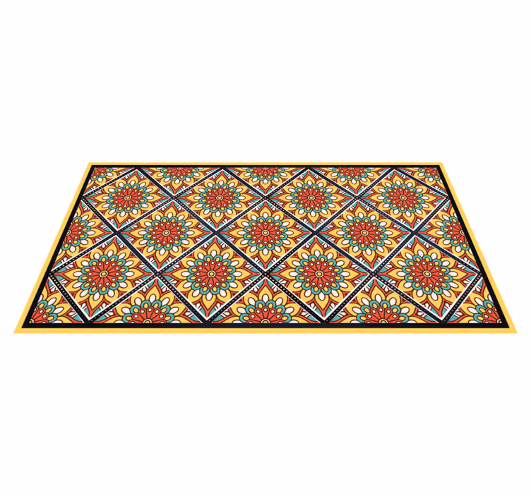 Renkli geometrik motifler fayans efekti pvc halı - TenStickers