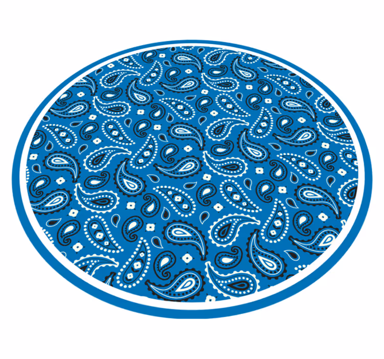 Mavi baskılı paisley etnik pvc halı - TenStickers