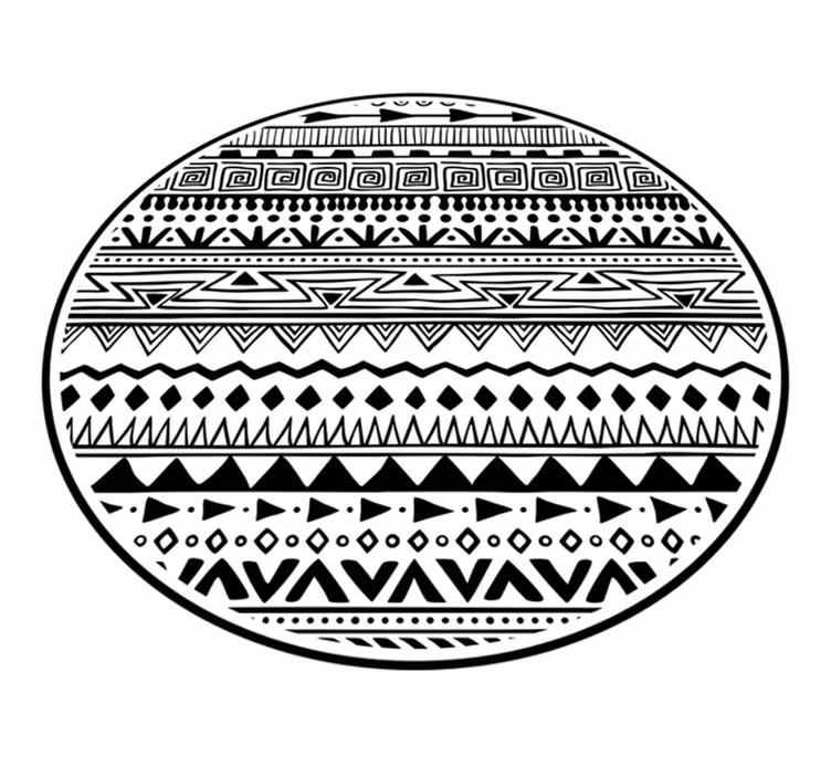 Siyah beyaz desenler etnik pvc halı - TenStickers