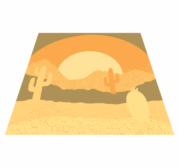 çöl günbatımı ve kaktüs siluet modern halı - TenStickers