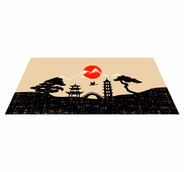 Japon bahçesi siluet modern halı - TenStickers
