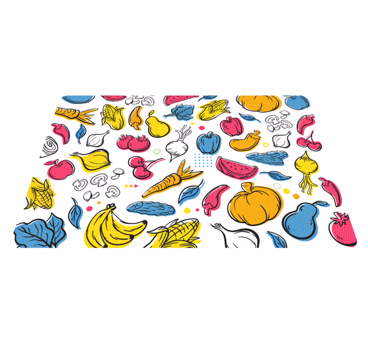 Karışık meyve ve sebze mutfak yer karoları - TenStickers
