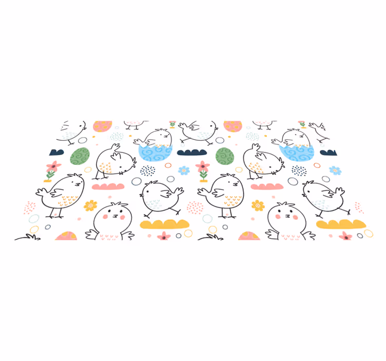 Sevimli tavuk deseni çocukta pvc halı - TenStickers