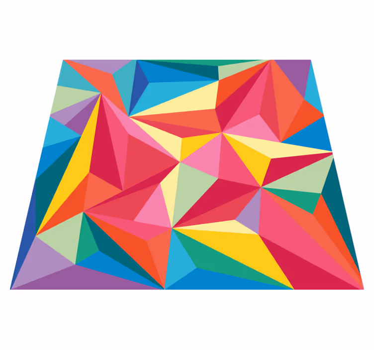 çok renkli 3d üçgenler geometrik kilim - TenStickers