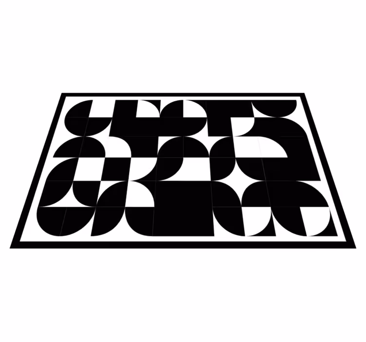 Kavisli siyah şekiller geometrik pvc halı - TenStickers
