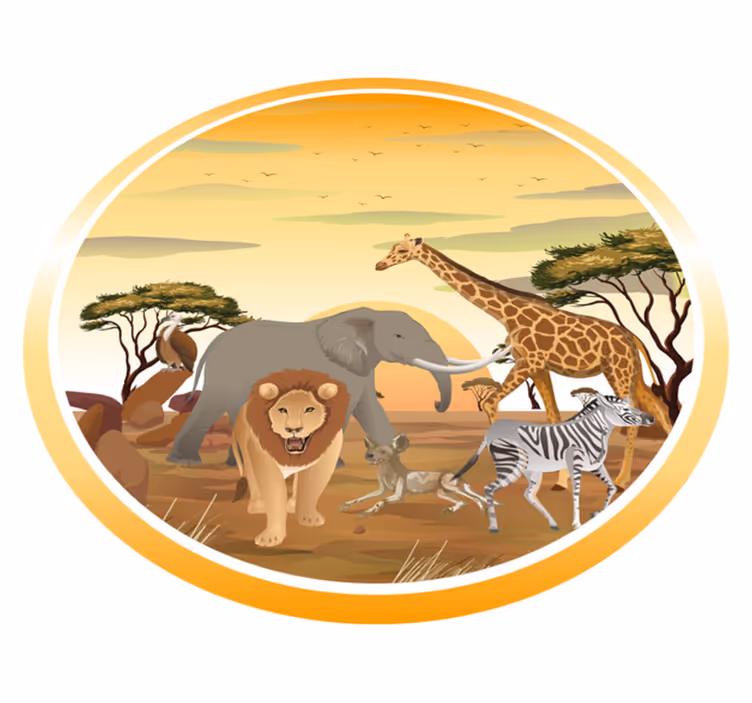 Hayvan pvc halı safari hayvan macerası - TenStickers
