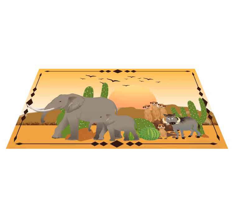 Vahşi hayvan halısında afrika hayvanları - TenStickers