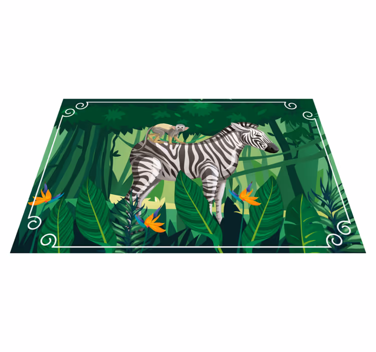 Zebra ve maymun Hayvan pvc halı - TenStickers