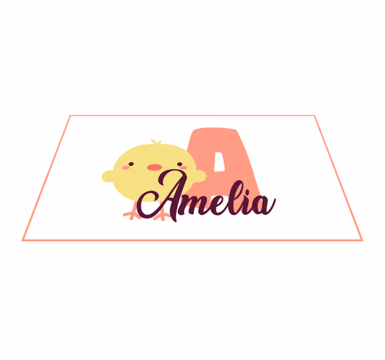 Adı ve baş harfi olan civciv bebek pvc halı - TenStickers