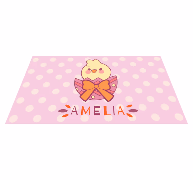 Isimli pembe civciv bebek pvc halı - TenStickers