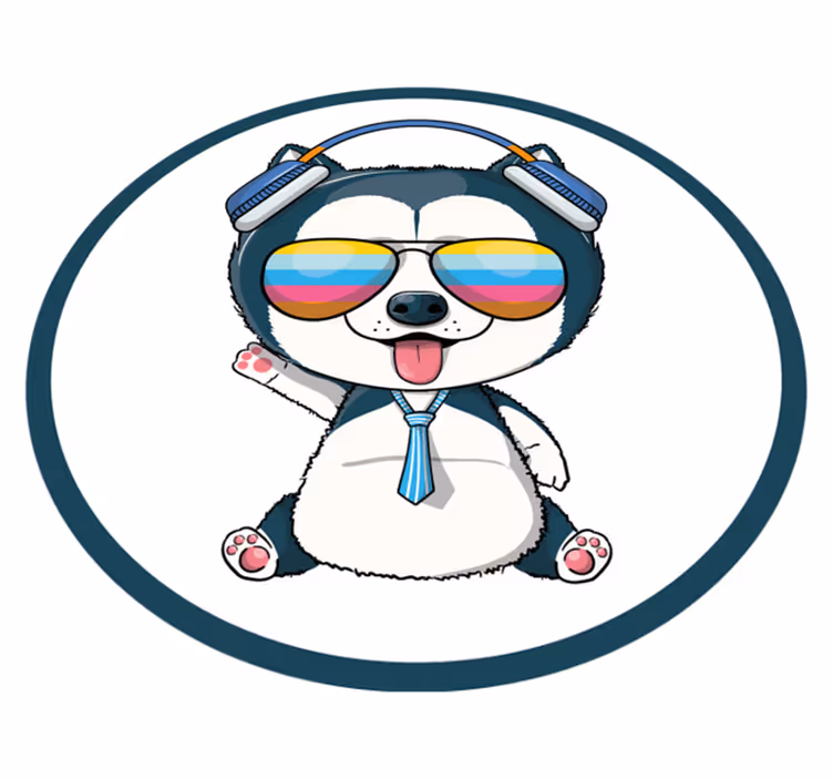 Havalı köpek karakteri çocukta pvc halı - TenStickers