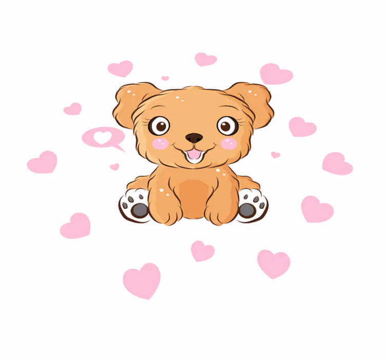 Sevimli köpek yavrusu çizimi yuvarlak pvc halı - TenStickers