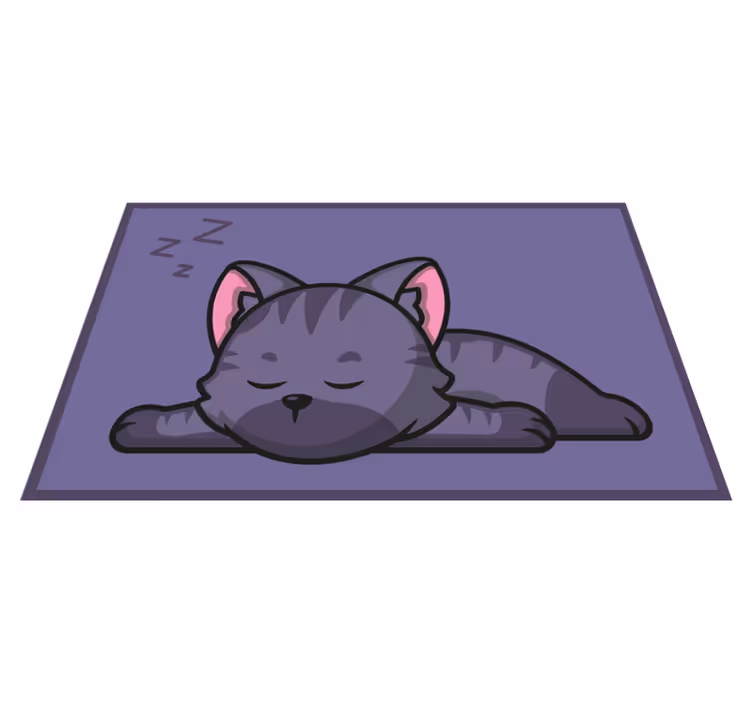 Sevimli kedi uyuyan çizgi film simgesi hayvan halısı - TenStickers