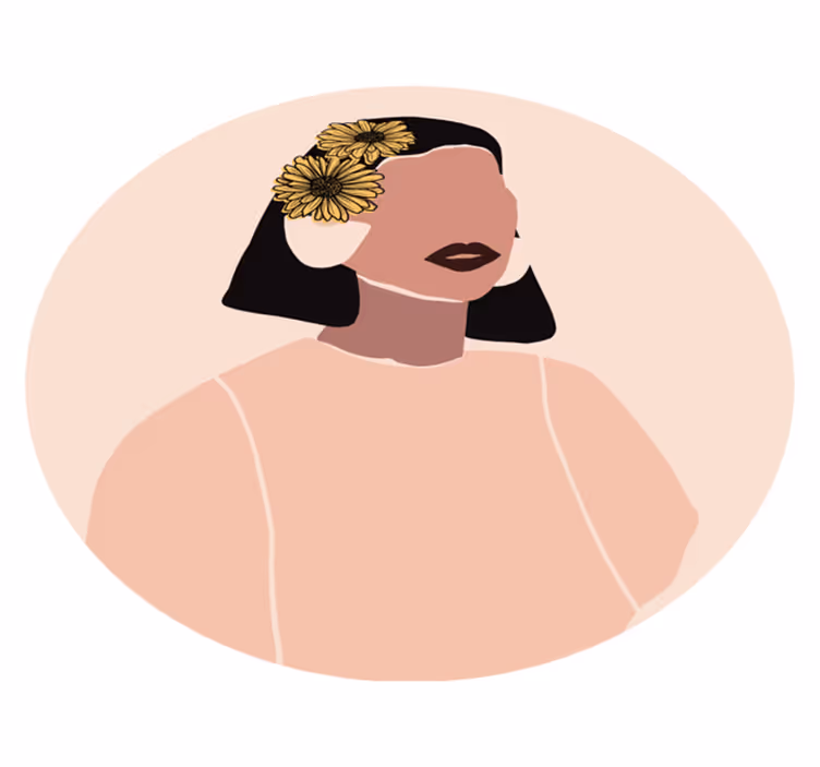 Güzel kadın ayçiçeği yüz minimal halı - TenStickers