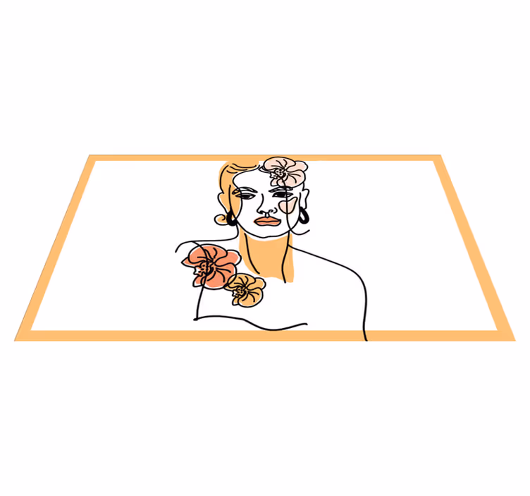 şık çiçekli portre modern pvc halı - TenStickers