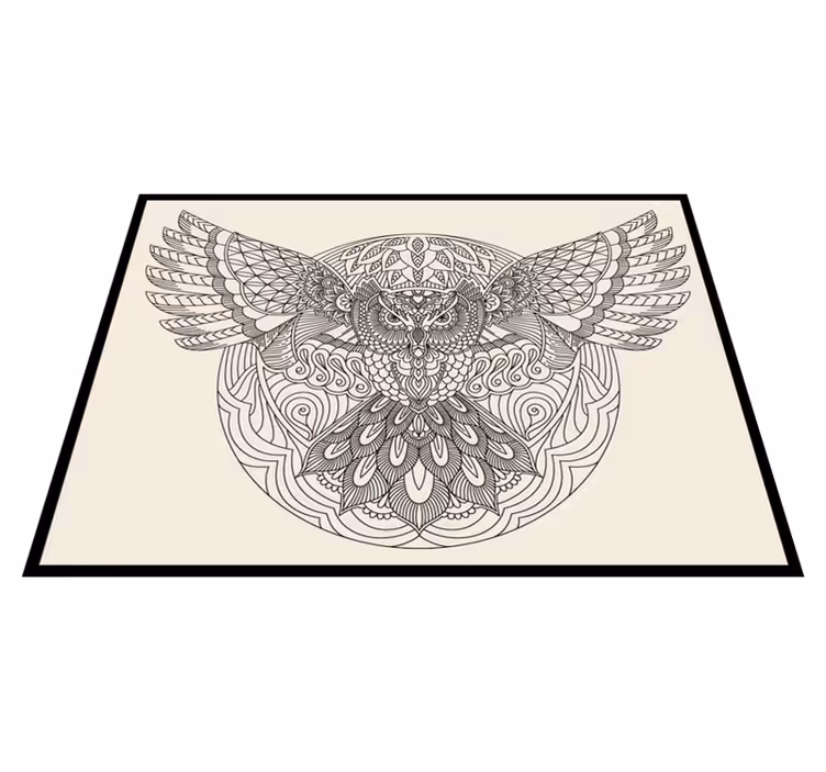 Zarif baykuş deseni mandala pvc halı - TenStickers
